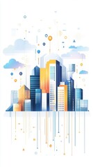 Fototapeta premium Modern Cityscape with Digital Connectivity