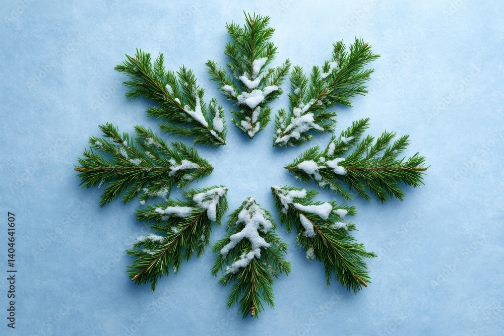 Poster creative snowflake design made from pine tree patterns and jagged peaks representing winter nature