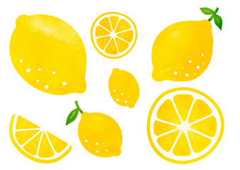 シンプルなレモンのベクターイラストセット