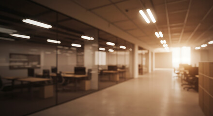 Golden Hour Office: Warm Light, Modern Spaces AI Generated