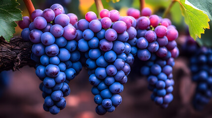 bunch of grapes on vine