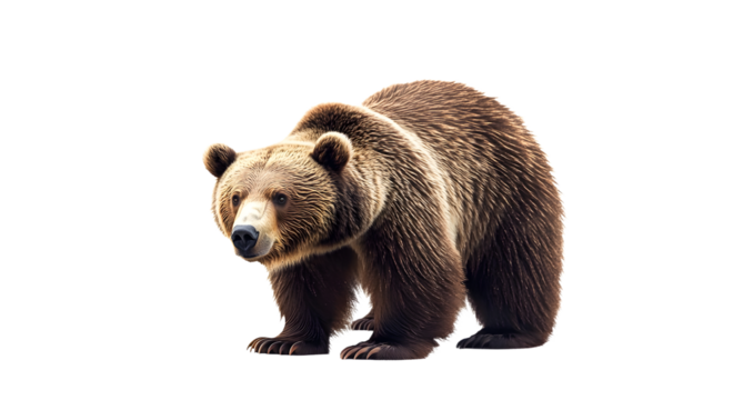 Big brown bear isolated on transparent background