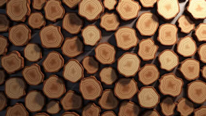Natural Wooden Background with Tree Rings
