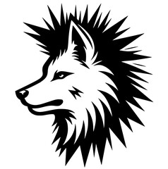 Punk style wolf portrait silhouette
