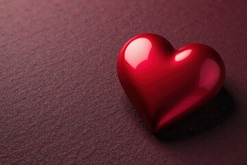 Obraz premium Single glossy red heart on textured background, single, card