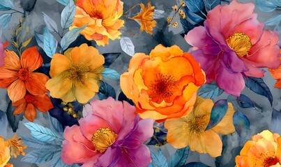 Vibrant Watercolor Floral Pattern