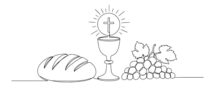 black line art communion elements clip art preview