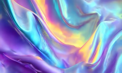 Obraz premium Abstract Holographic Background Pastel Rainbow Fluid Design Shiny Iridescent Purple Blue Texture Digital Art Modern Wallpaper 