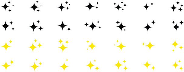Set of sparkle star icons. Different black sparkles icons.  Sparkle star icons. Collection of star sparkles symbol. Stars sparkles vector