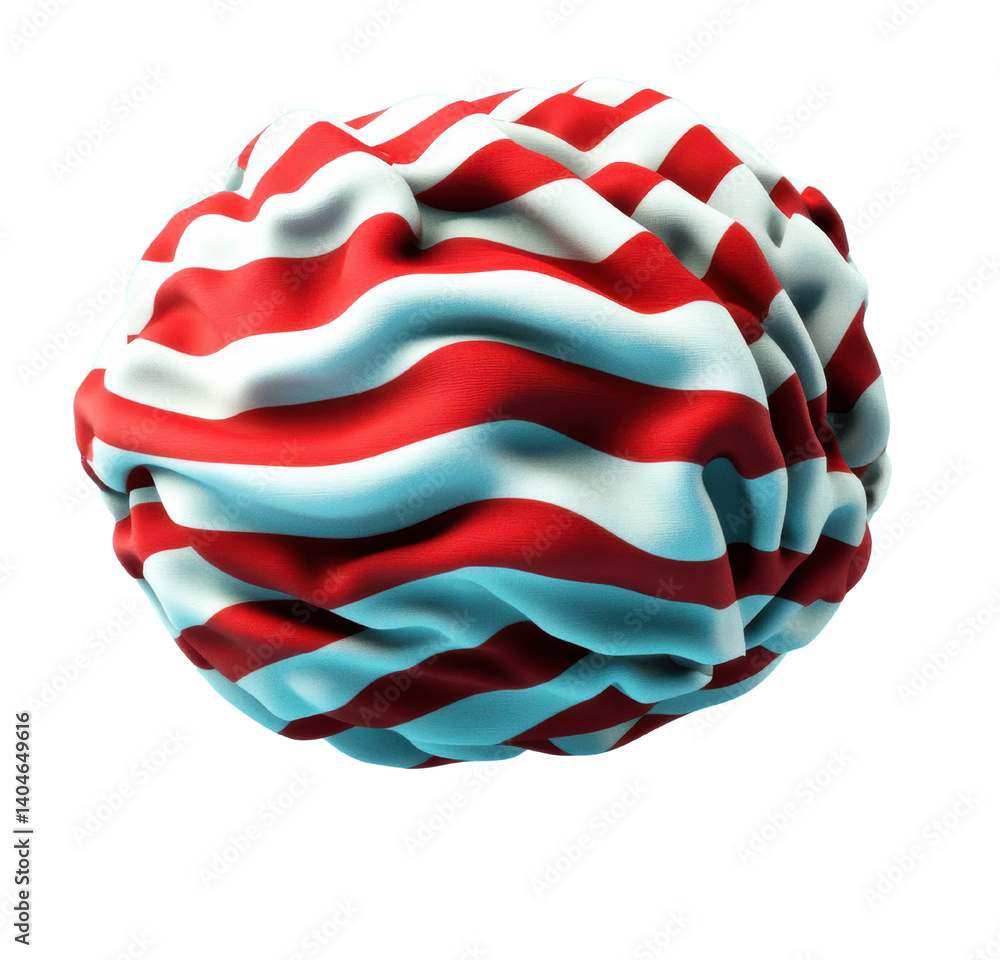 Aufkleber colorful abstract sphere with red and light blue wavy stripes creating a unique 3d shape and design