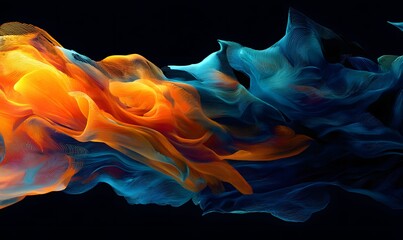 Obraz premium Abstract Blue and Orange Swirling Flowing Dynamic Energy Powerful Motion Artistic Design Background Illustration Digital Art Graphic Texture Modern 