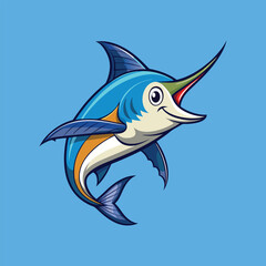 Fototapeta premium Marlin fish silhouette vector illustration, Marlin fish line art vector design