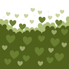 Cute green heart illustration background material. Happy Valentine's day. Romantic concept.