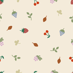 Cute floral seamless pattern with flowers and branches. Wildflower vector illustration in spring or summer. Elegant template for fabric, wallpaper, stationery, wrapping, card, and phone cases.