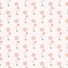 Cute floral seamless pattern with flowers and branches. Wildflower vector illustration in spring or summer. Elegant template for fabric, wallpaper, stationery, wrapping, card, and phone cases.