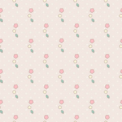 Cute floral seamless pattern with flowers and branches. Wildflower vector illustration in spring or summer. Elegant template for fabric, wallpaper, stationery, wrapping, card, and phone cases.