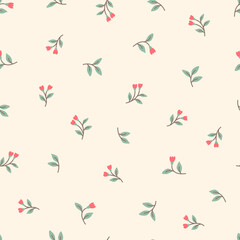 Flower seamless pattern with heart shapes. Flora hearts cartoon background. Valentine design for fabric, wrapping, textile, wallpaper, apparel, pajamas, cards and stationery.