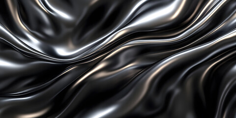 Abstract black iridescent flowing waves background