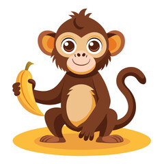 monkey with a bananna vector 