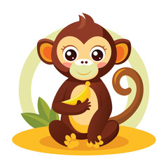 monkey with a bananna vector 