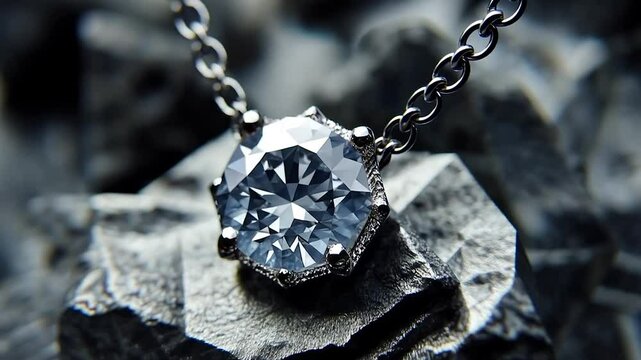 Diamond pendant on rocks