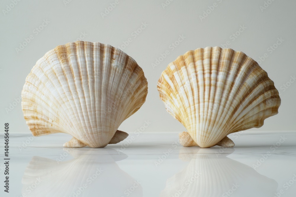 Aufkleber unique seashells display with intricate patterns against a neutral backdrop