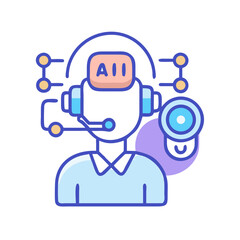 AI Intelligent Agent Agentic AI Icon Set &ndash; Cognitive Automation, Virtual Assistant, and Smart Technology Symbols