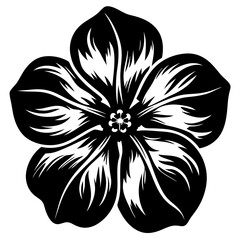 A Striking Black and White Illustration of a Large Flower with Five Petals
