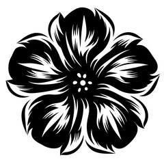 Obraz premium Bold Black and White Floral Illustration Artistic Flower Design Graphic Image