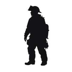 Silhouette de pompier isol&eacute;e - illustration vectorielle