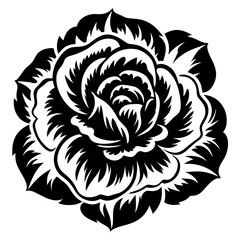 A Stunning Black and White Rose Illustration A Bold Graphic Design Element