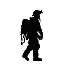 flat firefighter tattoo icon, black vector illustration on white background
