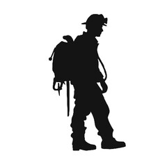 flat firefighter tattoo icon, black vector illustration on white background