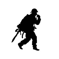 Firefighters pose vector silhouette illustration
