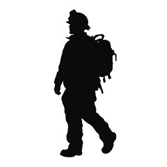 Firefighters pose vector silhouette illustration
