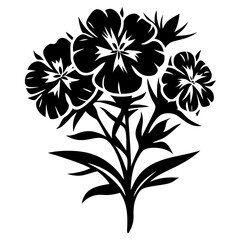 Black and White Stylized Floral Bouquet Illustration Three Flowers
