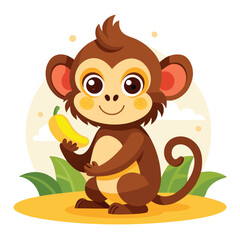 monkey with a bananna vector 