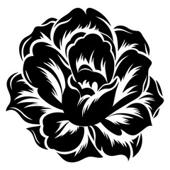 A Stunning Black and White Illustration of a Single Rose Flower in Full Bloom