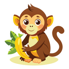 monkey with a bananna vector 