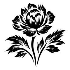 Black and White Stylized Flower Illustration Elegant Floral Design Botanical Art Graphic Print Vintage Bloom