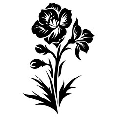 Black and White Floral Design Elegant Flower Illustration Botanical Artwork Silhouette Graphic Art Plant Stem Buds