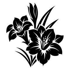 Elegant Black and White Lily Flower Bouquet Graphic Design Illustration