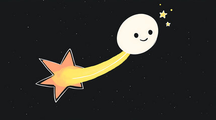 A cartoon character is flying through space with a star trailing behind it. Generated using AI.