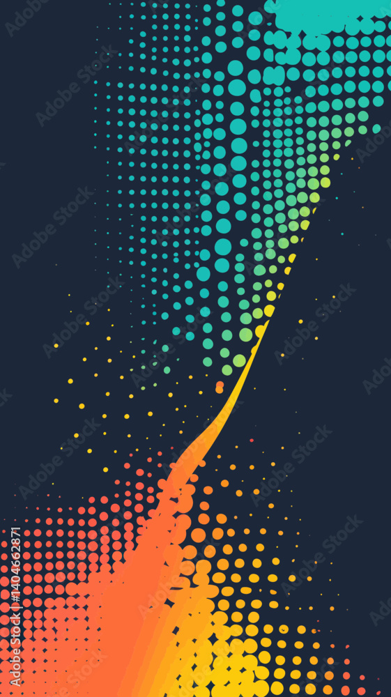 Poster vibrant abstract halftone dots vector in minimalist colorful design
