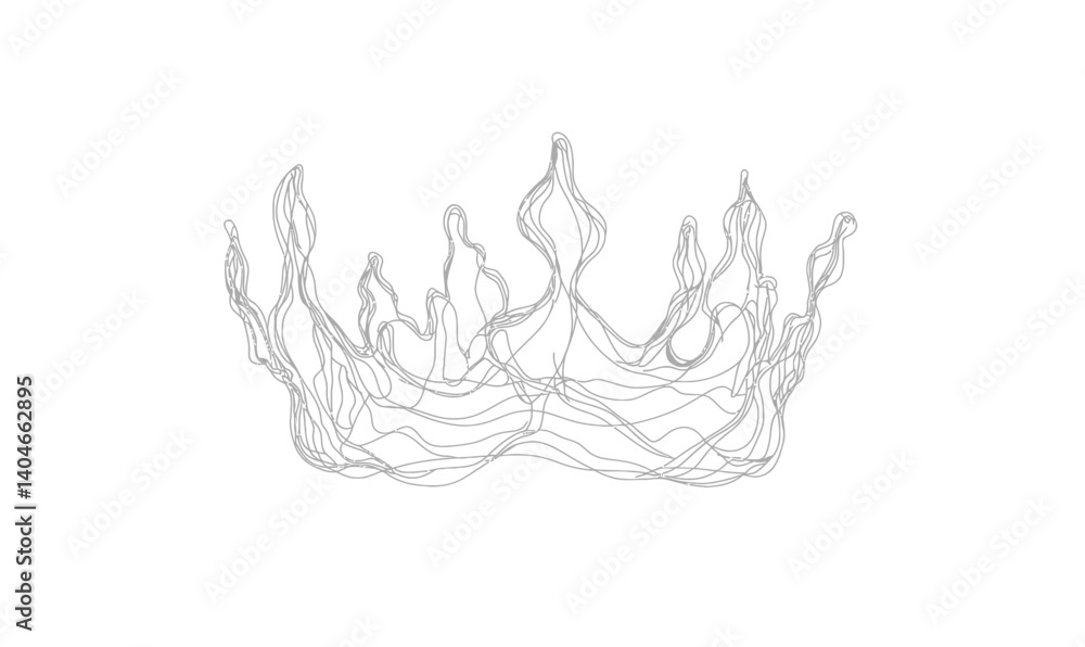 Poster continuous line drawing of a crown in minimalist style illustrating elegance and simplicity