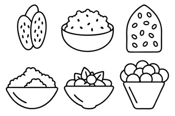  granola line art minimalist drawing of healthy food options.