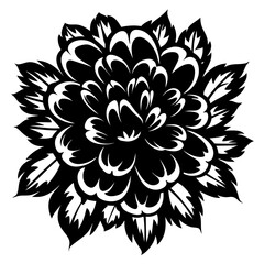 Intricate Black and White Floral Design  A Stunning Graphic Illustration of a Flower