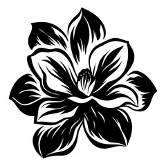 Bold Black and White Magnolia Flower Graphic Design Illustration