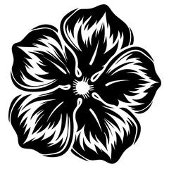 Intricate Black and White Floral Illustration Artistic Botanical Flower Design Elegant Petals Graphic Vintage Style