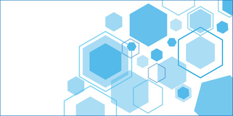 Abstract blue hexagon banner background.